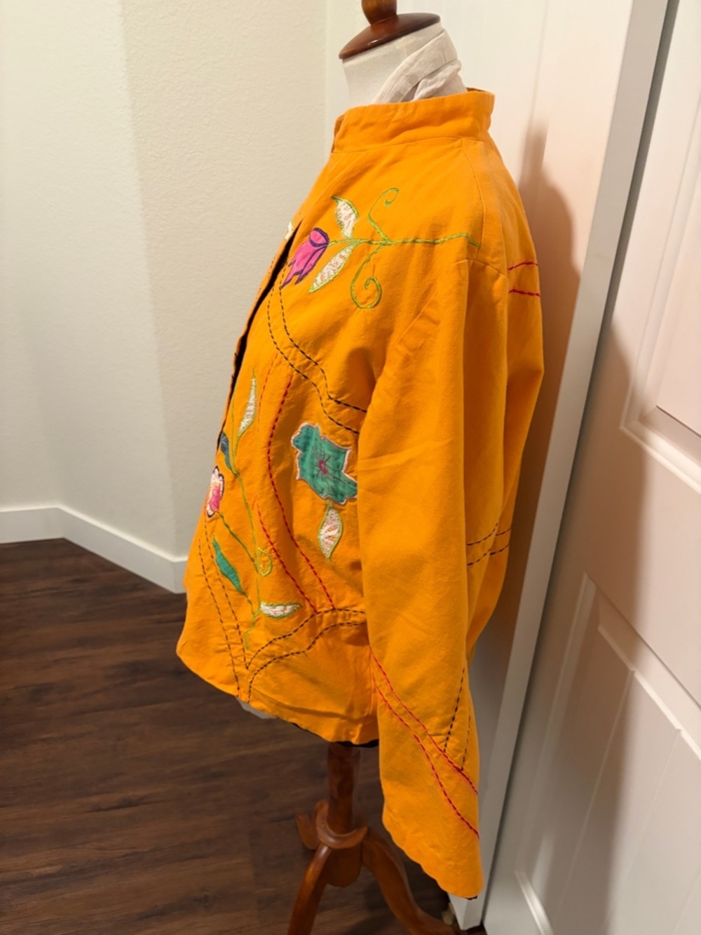 Julia Kent Orange Embroidered Button-Front Jacket - Picture 4 of 4